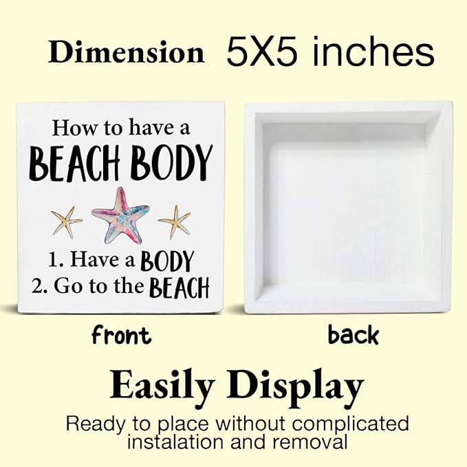 Wood Block Sign - Home Beach House Decor - Desk Table Shelf