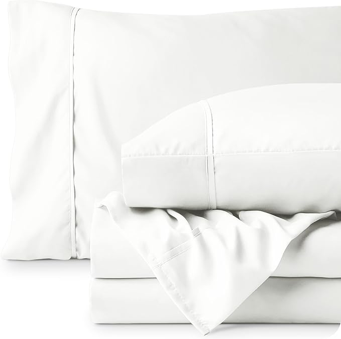 Bare Home Full XL Sheet Set - Luxury 1800 Ultra-Soft Microfiber Full Extra Long Bed Sheets - Double Brushed - Deep Pockets - Easy Fit - 4 Piece Set - Bedding Sheets & Pillowcases (Full XL, Cream)