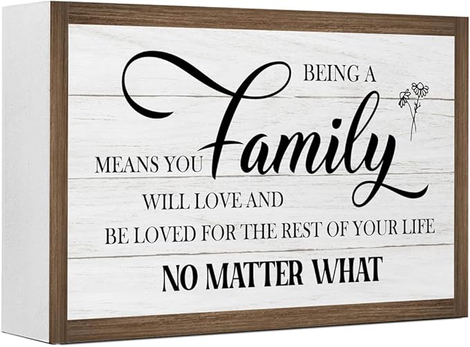 Being a Family Means You Will Love Wooden Box Sign,10.3 * 6 Inches,Family Saying Wooden Block Sign for Home Farmhouse Living Room Bedroom Shelf Tabletop Wall Decor