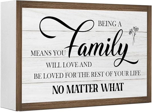 Being a Family Means You Will Love Wooden Box Sign,10.3 * 6 Inches,Family Saying Wooden Block Sign for Home Farmhouse Living Room Bedroom Shelf Tabletop Wall Decor