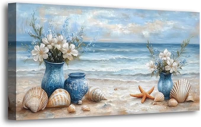 Seascape Pictures Canvas Wall Art for Living room Office Bedroom Wall Decor,Beach Wall Art Print Paintings Modern Blue Natural Landscape Artwork Waterproof Ready to Hang-20x40inch