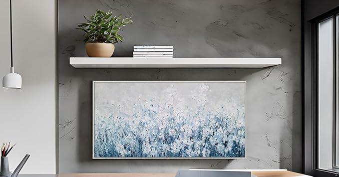 Yihui Arts Blue White Flower Painting - Modern Aesthetic Floral Artwork for Home Decor