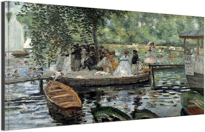 Home Office Decoration Impressionism La Grenouillere By Pierre Auguste Renoir Landscape for Living Room Dining Room Room Wall Decor Framed Large Size 20x40inch
