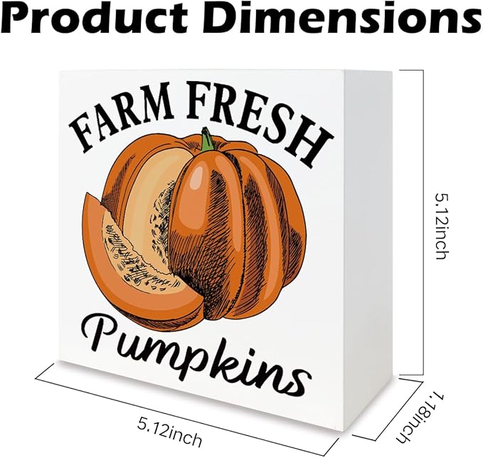 Pumpkins Decoration, Fall Decor Signs, Autumn Thanksgiving Wooden Decor, Farmhouse Home Decoration, Kitchen Decors for Shelf, Desk Decors Art, Farm Fresh Pumpkins Wood Signs A20