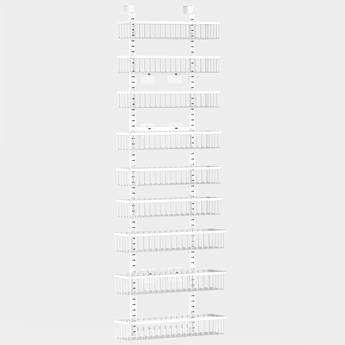 Moforoco 9-Tier White Over The Door Pantry Organizer, Pantry Organization and Storage, Black Hanging Basket Wall Spice Rack Seasoning Shelves, Home & Kitchen Bedroom Bathroom House Essentials