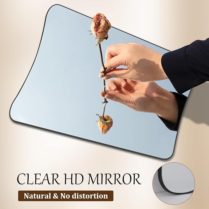 24''x36'' Irregular Wall Mirror, Butterfly-Shaped Irregular Frameless Bathroom Mirror, Curved Artistic Mirrors for Wall, High-Definition Vertical Hanging Decorative Mirror