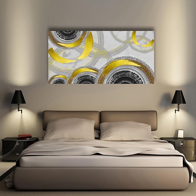 Yellow Abstract Smart Line Pictures Canvas Wall Art for Living room Bedroom Wall Decor,Smart Line Wall Art Print Paitnings for home Decor,Morden Artwork Full of Imagination Line Drawing Canvas Art Waterproof Stretched Ready to Hang-28x57inches