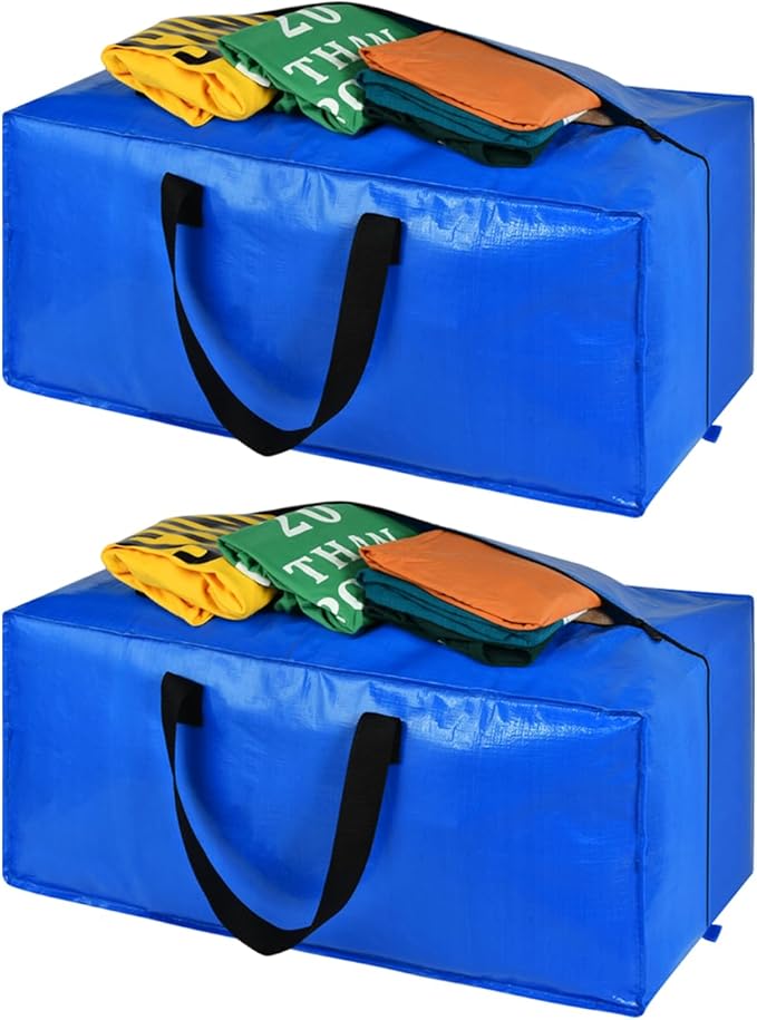 Moving Bags, Storage Totes, Extra Large Storage Bags for Moving Supplies, College Dorm Essentials, Bedroom Closet, Packing Bags with Backpack Handles Zipper Compatible with IKEA Frakta Cart（2 Pack）