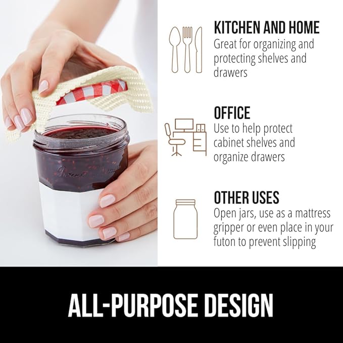 GORILLA GRIP powerGRIP Drawer Shelf and Cabinet Liner, Thick Strong Hold, Non-Adhesive Liners Protect Kitchen Cabinets and Cupboard, Bathroom Drawers, Easy Install, Breathable Mat, 12" x30' Snow White