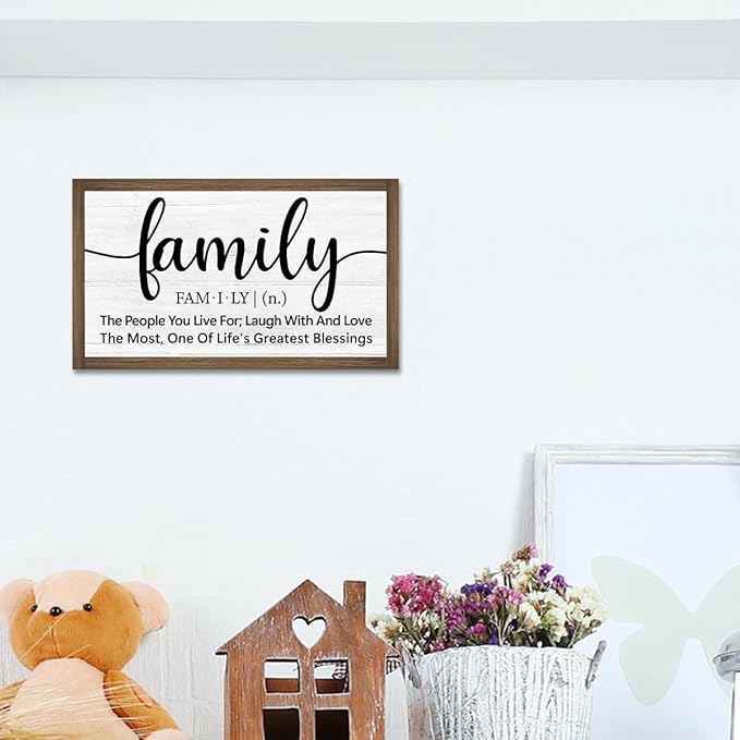 Family Definition Wooden Box Sign Desk Decor,Rustic Family Saying Wood Block Sign for Home Farmhouse Bedroom Shelf Tabletop Wall Decor