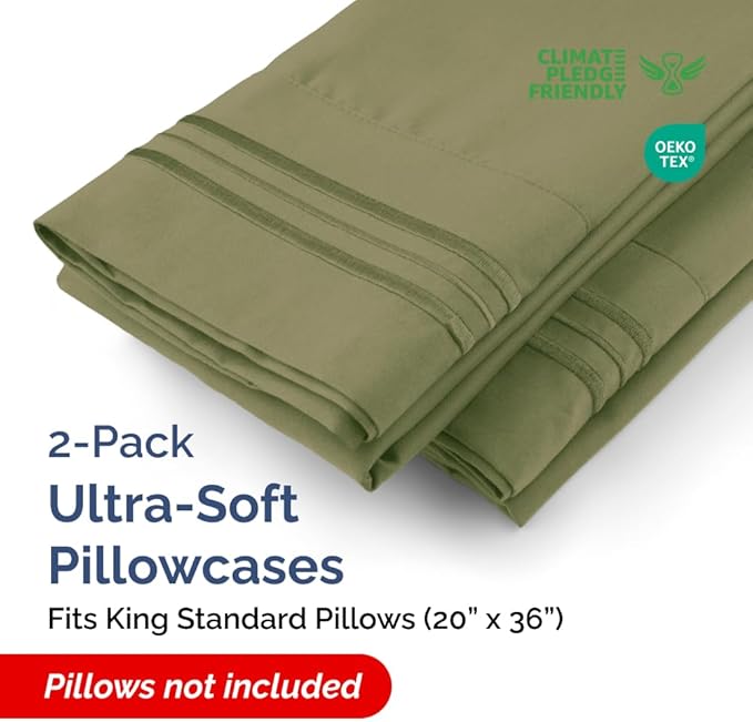 New Pillow Cases, King Standard, Sage Green