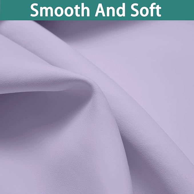 Yakamok Full Blackout Curtains 45 Inches Long,Blackout Curtain Panels for Bedroom, 2 Thick Layers Grommet Top Thermal Insulated Drapes with Black Liner for Living Room(52Wx45L, Lilac, Set of 2)