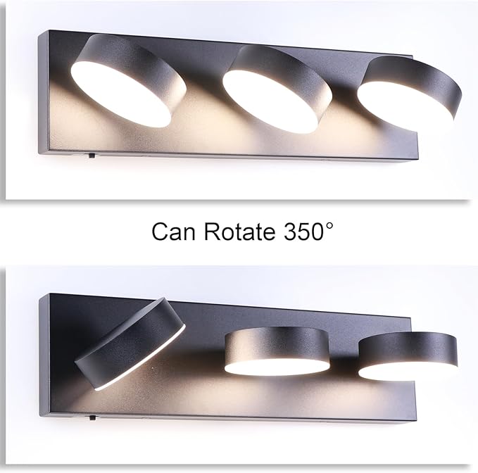 Modern Bathroom Vanity Light Fixtures,4-Light Matte Black Bathroom Wall Lighting Fixtures Over Mirror, Dimmable 5CCT LED Vanity Lights with Acrylic Shades