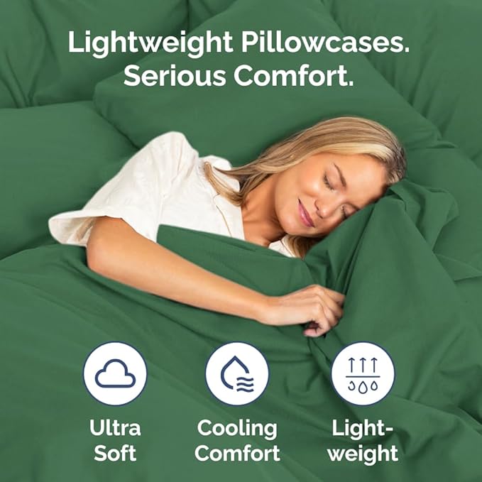 King Pillow Cases Set of 2 - Ultra Soft Hotel Quality Pillowcase Covers - Comfy, Cozy & Wrinkle Free - Shrinkage and Fade Resistant - Machine Washable Pillow Protectors - 2 Piece Set - Emerald Green
