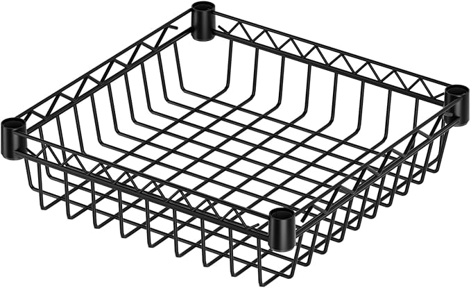 6 Shelves Storage Shelf Wire Closet Bathroom Organizers Metal Pantry Kitchen Garage Shelving Unit Laundry Room Organization Home Rack Net Basket Black with Wheels 14" Dx14 Wx64.8 H