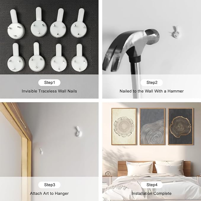 IARTTOP Large Framed Neutral Tree Ring Wall Art 16x24 Inch Set of 3 Modern Abstract Minimalist Wood Stump Wall Decor for Living Room Bedroom Office