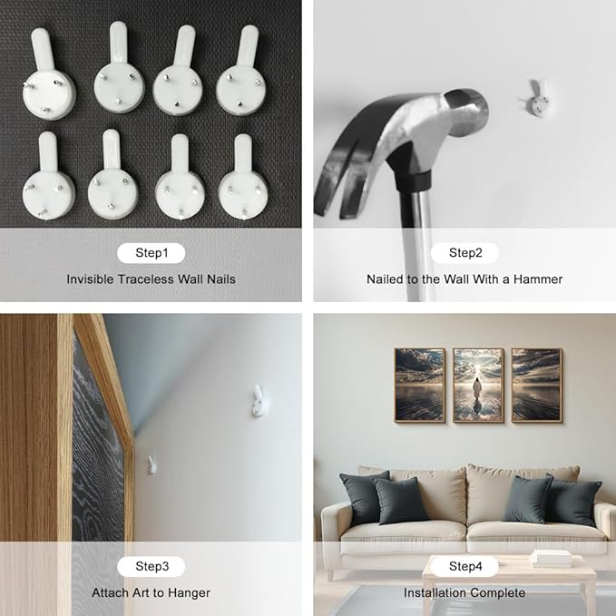 HPNIUB Jesus Canvas Wall Art Set, Jesus Walking On Water Framed Wall Decor Christian Religious Modern Serenity Prayer Art Prints Artwork for Living Room,Bedroom,Farmhouse,Prayer Room-16 x24 x3