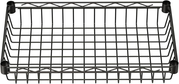 SINGAYE 4 Tier Basket Shelf Wire Shelving Unit Adjustable Storage Shelves Big Basket Rack for Garage Kitchen Office Pantry Corner 17" Dx12 Wx50 H Black