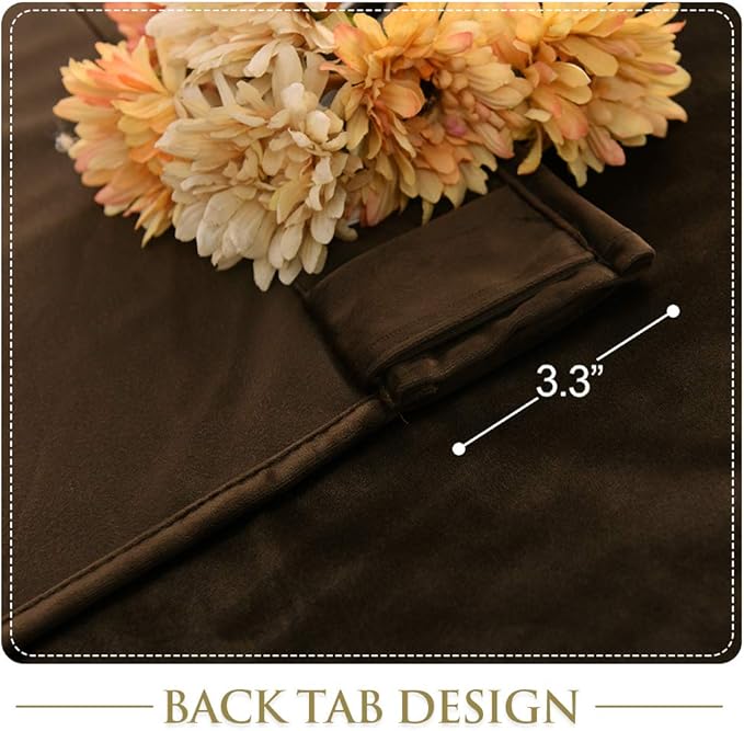 StangH Brown Velvet Curtains 84 inches Back Tab Soft Thick Blackout Thermal Insualted Window Drapes for Patio Door Blinds Elegant Home Decoration, W52 x L84, 2 Panels