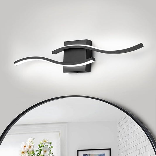 Dimmable LED Bathroom Vanity Light, 24 inch Modern Black Bathroom Lighting Fixtures Over Mirror Aluminum Wall Sconces Light Fixtures for Living Room Bedroom 6000K White Light