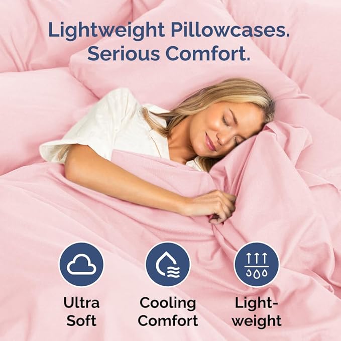 King Pillow Cases Set of 2 - Ultra Soft Hotel Quality Pillowcase Covers - Comfy, Cozy & Wrinkle Free - Shrinkage, Stain & Fade Resistant - Machine Washable Pillow Protectors - 2 Piece Set - Baby Pink