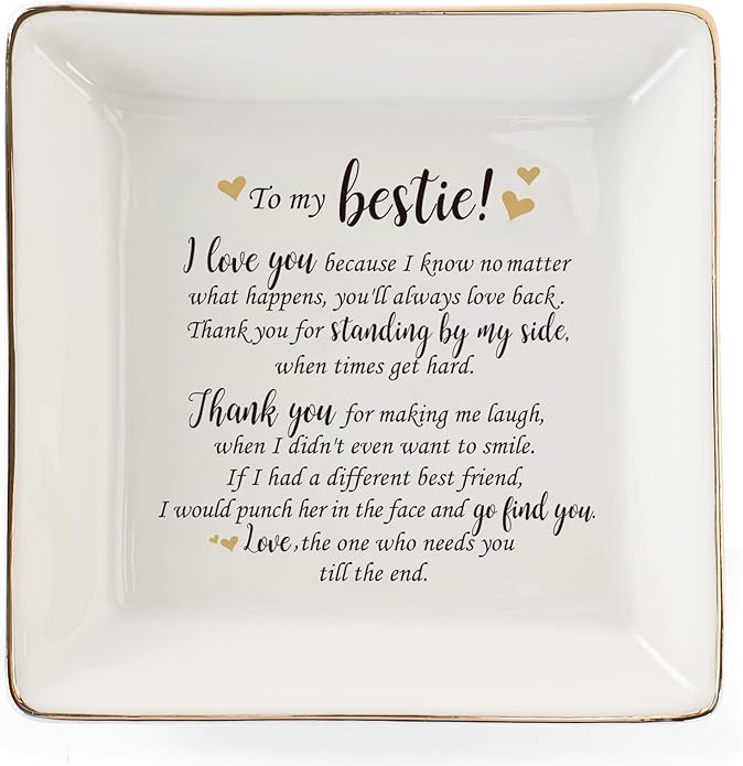 HOME SMILE Ceramic Ring Dish Jewelry Tray for Mom Sister Friends