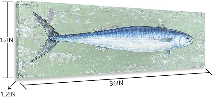 Yihui Arts Tuna Canvas Wall Art - Fish Oil Paintings with Textured – Abstract Coastal Pictures for Living Room Bedroom Bathroom Decor