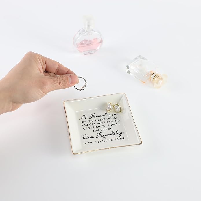 HOME SMILE Ceramic Ring Dish Jewelry Tray for Mom Sister Friends