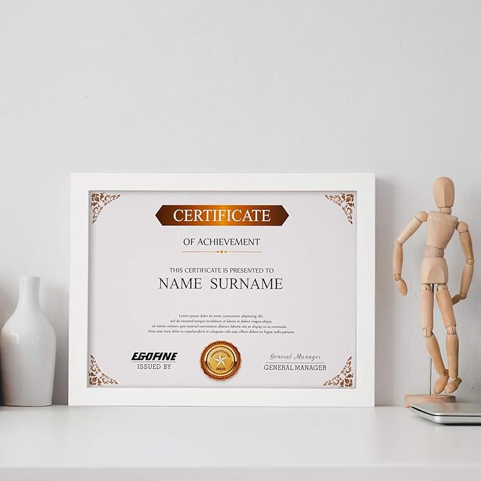 Egofine 8.5x11 Picture Frames Set of 4, Made of Solid Wood Covered by Plexiglass for Document,Diploma, Certificates and Degree, for Table Top Display and Wall Mounting Photo Frame White