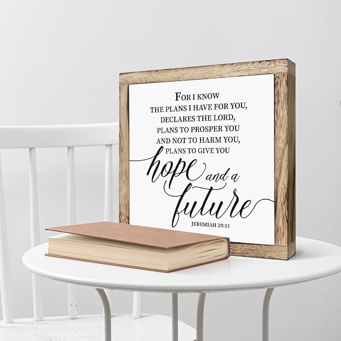 Scripture Sign, For I Know the Plans I Have for You Sign, Jeremiah 29:11 Sign, Wooden Plaques Box Signs, Inspirational Christian Sign, Bible Verse Decor, Religious Artwork for Home Decor, Office Decor