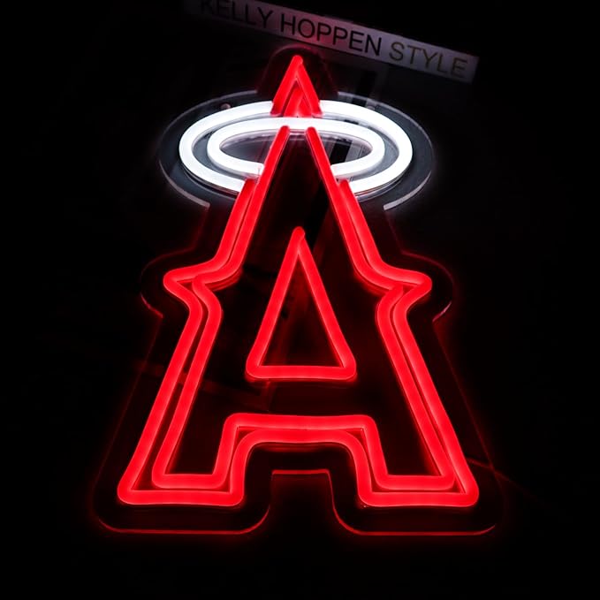 Balanar Baseball Neon Signs for Garage or Man Cave Decor, Men's Gifts With Los Angels Team Logo, Red Baseball Neon for Parties, Bars,Dorms, Office Wall Art and Game Room Decor