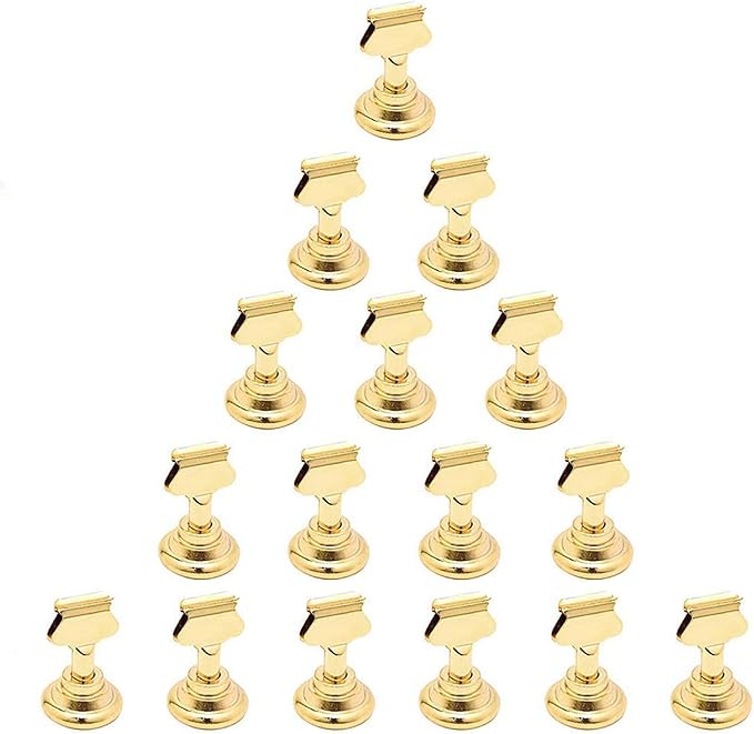 Urban Deco 16 Pieces Table Card Holder Place Card Holders 1.7 inches Gold Steel Card Holders for Photos, Food Signs, Memo Notes, Weddings, Restaurants, Birthdays. (Gold)