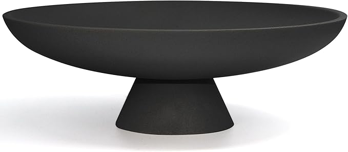 Large Decorative Bowl, Modern Resin Pedestal Bowl for Home Decor, Stylish Fruit Bowl for Kitchen Counter, Chic Key Holder for Entry Table, Matte Black