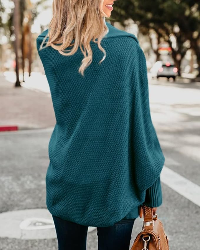 Imily Bela Women's Kimono Batwing Cable Knitted Slouchy Oversized Wrap Cardigan Sweater