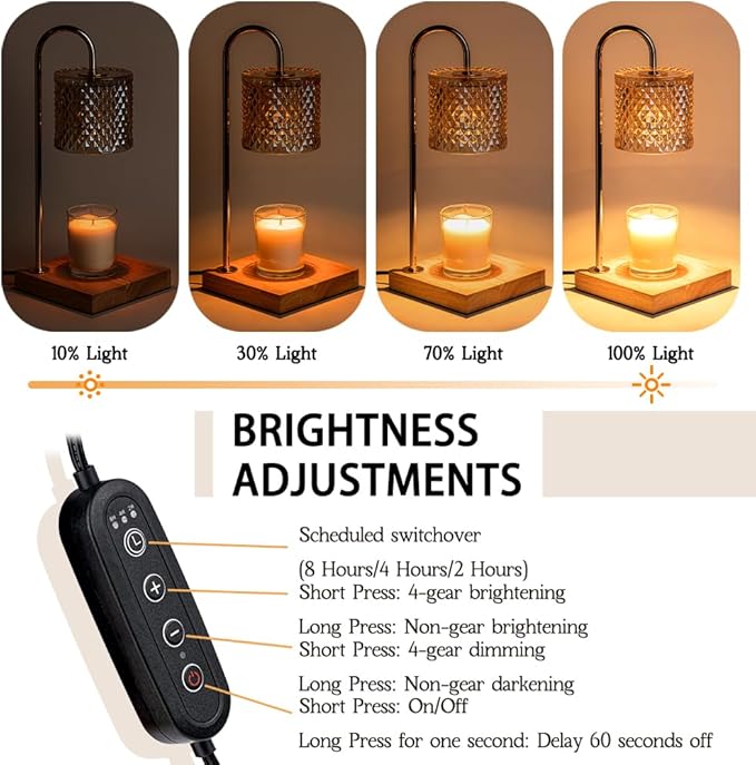 Lamp Candle Warmer with Timer, House Warming Gifts New Home, Candle Wax Warmer, Aesthetic Room Home Bedroom Decor, Amber Lozenge Diamond
