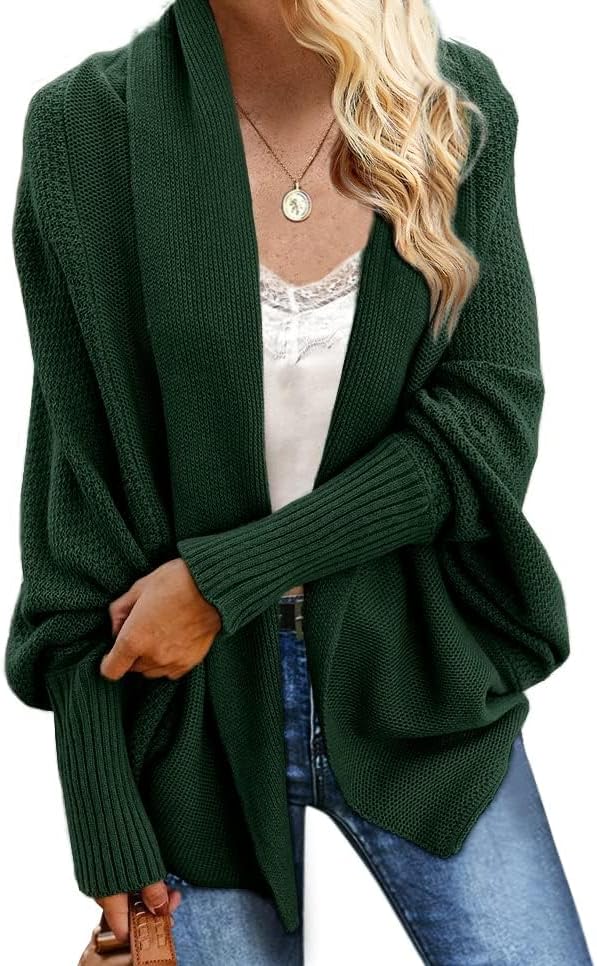 Imily Bela Women's Kimono Batwing Cable Knitted Slouchy Oversized Wrap Cardigan Sweater