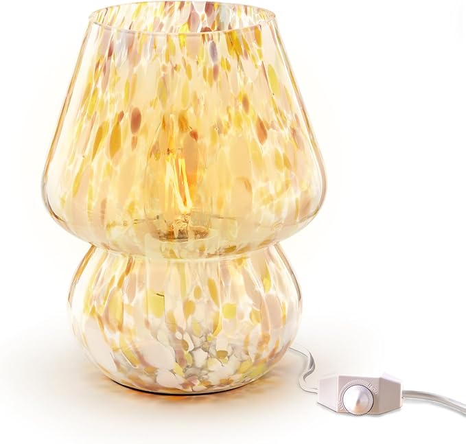 Next Glow Mushroom Lamp – Modern Dimmable LED Night Light for Bedrooms, Kids Rooms, Bedside Nightstands, Living Room Table and Kitchen Decor – Desk Light, E26 Socket w 120V Bulb, 5.9 x 7.3 (Colorful)