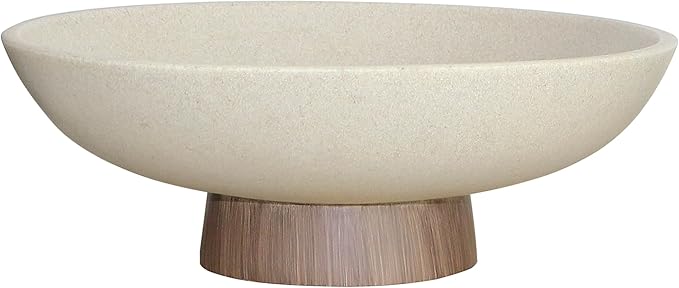 Modern Resin Pedestal Bowl – Large Fruit Bowl for Kitchen Counter, Catch All Tray for Entryway Table, Stylish Key Bowl & Dining Centerpiece, Brown