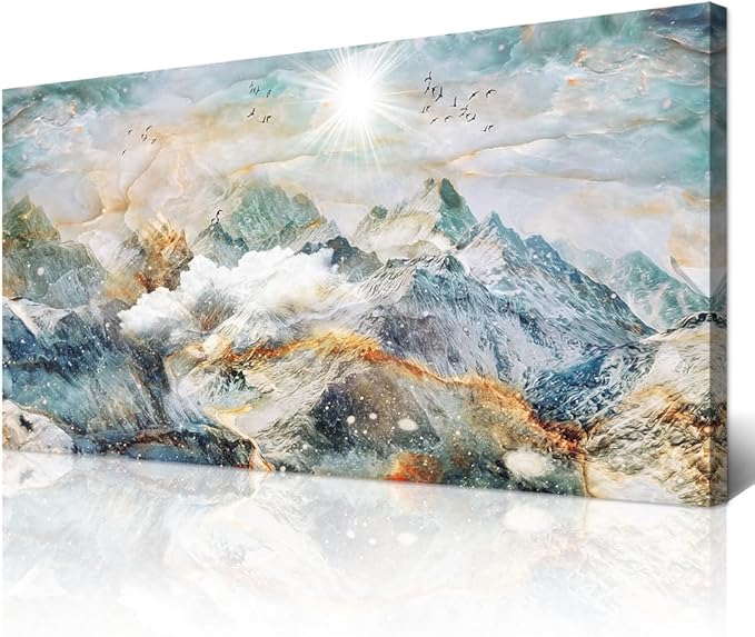 Wapluam Large Canvas Wall Art For Living Room Abstract Wall Decor For Bedroom Office Wall Decor Mountain Landscape Wall Painting Framed Pictures Decor Artwork Farmhouse Home Decorations 24"X48"