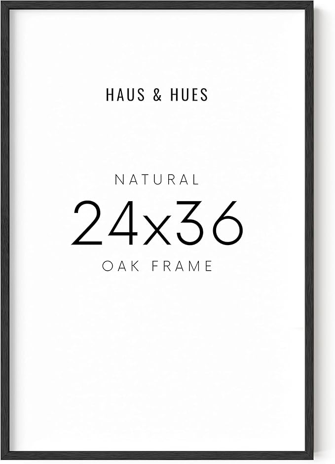 HAUS AND HUES 24"x36" Black Oak Wood Frames -24"x36" Picture Frames for Wall, 24"x36" Black Picture Frame, Poster Frame 24"x36" Frames for Wall, 24"x36" Poster Frame Black, Frames 24"x36"