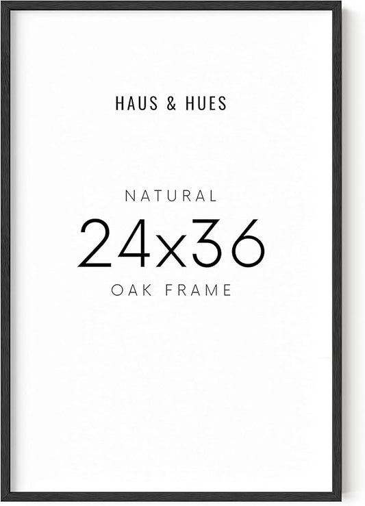 HAUS AND HUES 24"x36" Black Oak Wood Frames -24"x36" Picture Frames for Wall, 24"x36" Black Picture Frame, Poster Frame 24"x36" Frames for Wall, 24"x36" Poster Frame Black, Frames 24"x36"