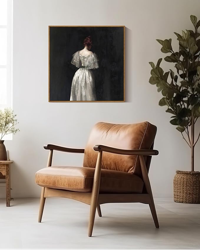 InSimSea Square Framed Canvas Wall Art, Large Decor Seventeenth Century Lady Portrait Paintings, Classical Women Wall Pictures for Bedroom Bathroom, Canvas Prints Vintage Decor 20"x20"