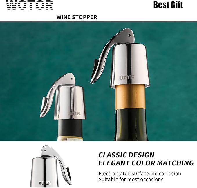 Wine Stoppers Stainless Steel Wine Bottle stopper Plug with Silicone Reusable Wine Saver Leak proof Keep Fresh Silver 6 pack