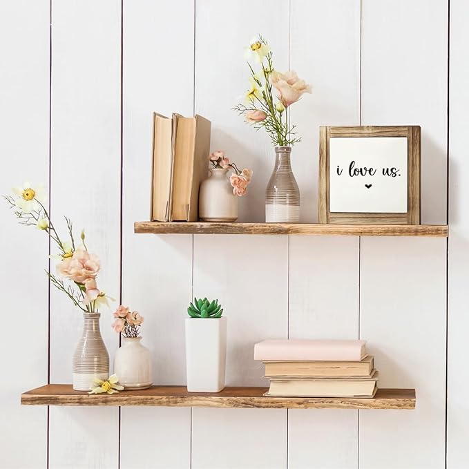 Home Decor Signs, Love Quote Wood Signs, Family Room Decor, Decorative Wooden Box Sign, Living Room Decoration for Shelf, Housewarming Gift, I Love Us Sign, 5.9×5.9 inches