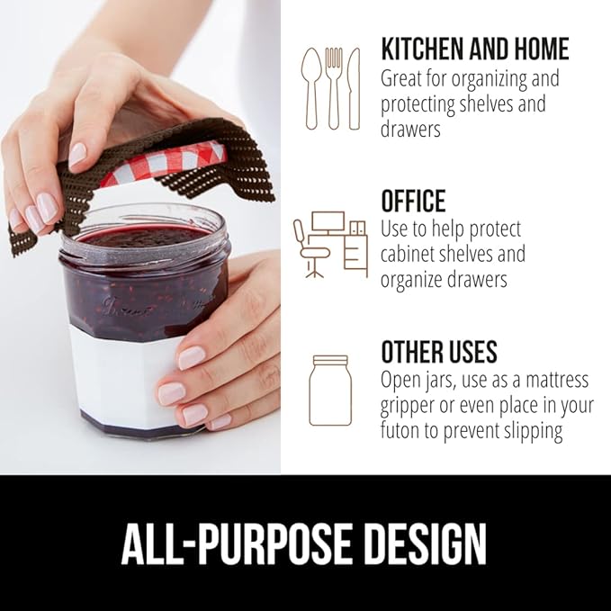 GORILLA GRIP powerGRIP Drawer Shelf and Cabinet Liner, Thick Strong Hold, Non-Adhesive Liners Protect Kitchen Cabinets and Cupboard, Bathroom Drawers, Easy Install, Breathable Mat, 12" x20', Chocolate