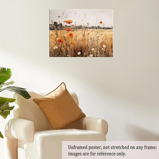 Fall Wildflowers Wall Art Autumn Flowers Wall Decor Wildflower Canvas Print posters Autumn Aesthetic Decor 12x16"Unframed