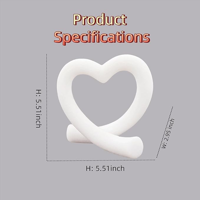 Imitation Marble White Heart Sculpture – Modern Minimalist Love Statue for Romantic Home Decor, Wedding Table Centerpiece for Couples