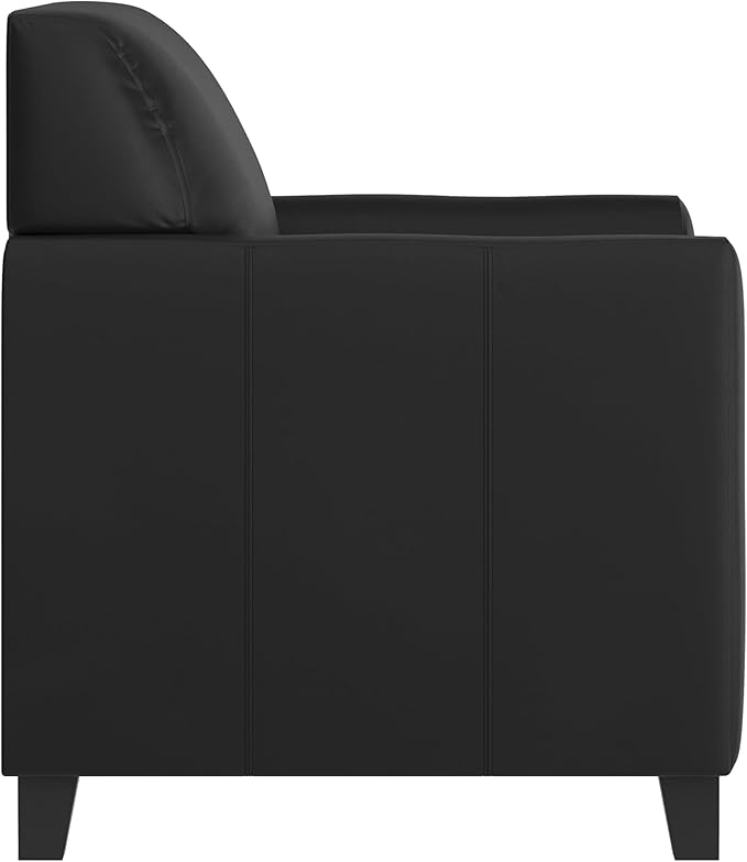 Flash Furniture Hercules Diplomat Series LeatherSoft Upholstered Side Reception Chair, Lobby Chair with Cushions and Flared Arms, Black