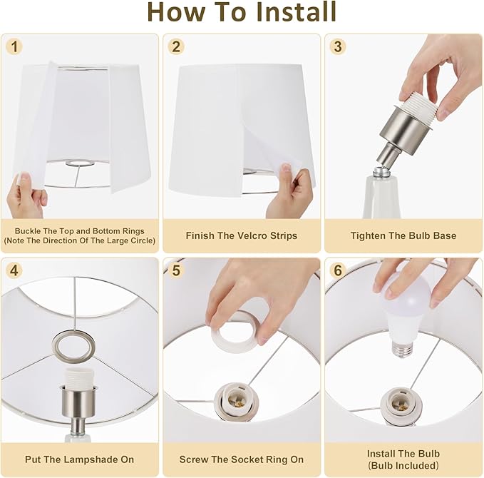 Seealle Modern Ceramic Table Lamps for Night Stands - Bedside Lamps Set of 2 for Nightstand, 19.4" White Bedroom Lamp for Living Room Cute Desk End Table Office Guest Room Dresser Rocker Swtich