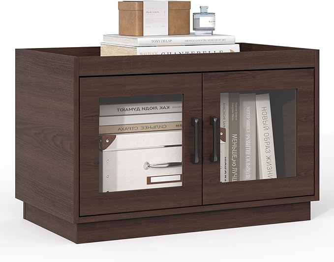 Stackable Storage Drawers, 28" Wide Storage Bins with 2 Doors for Closet Organizers, Wood Stackable Closet Organizer Modern Large Stackable Storage Units for Living Room Hallway Bedroom, Brown